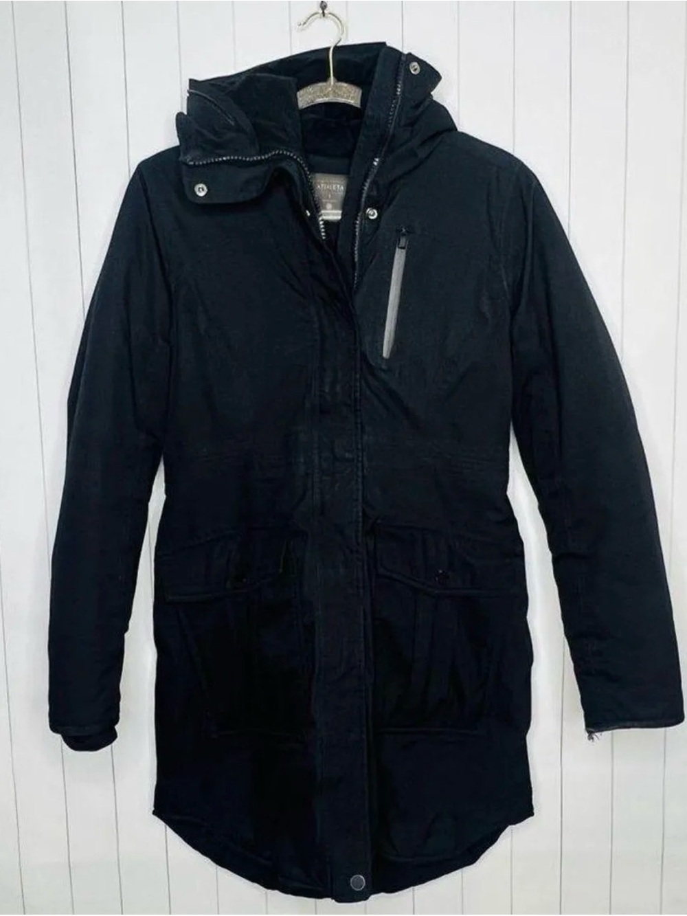 Athleta Black Hooded Parka Jacket